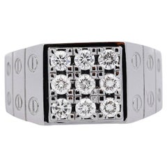 Bague de montre pour homme en or blanc 14K avec diamants en forme de grappe A Link