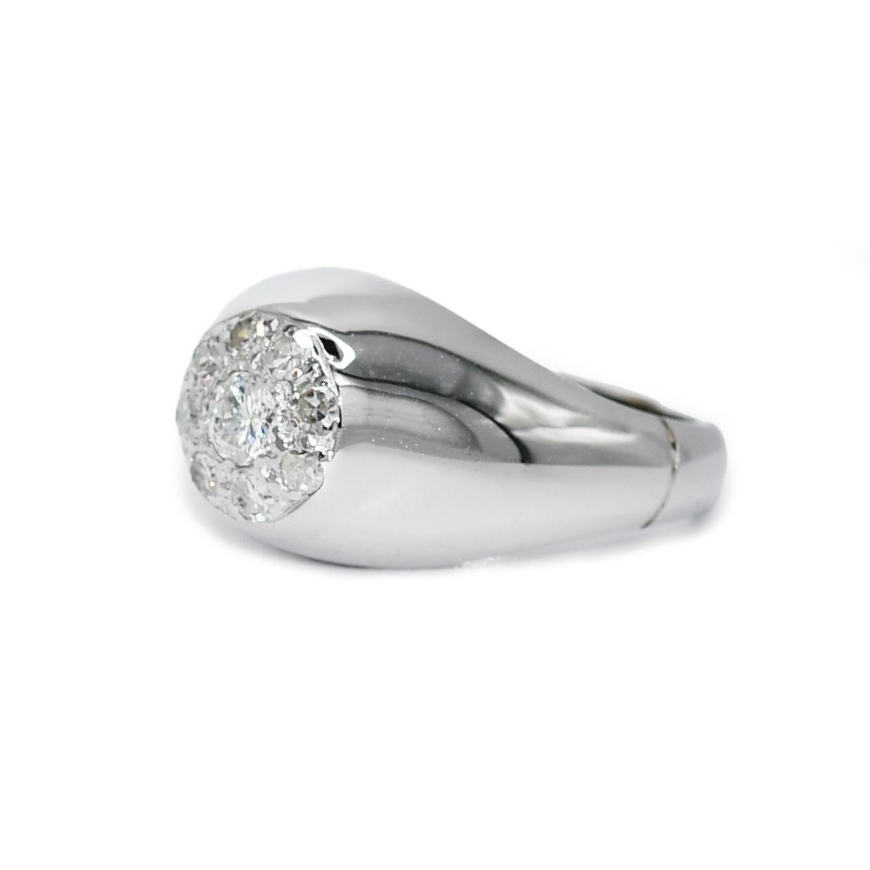 14K White Gold Diamond Cluster Ring 0.50tdw, 9.5g For Sale 1