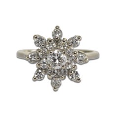 14K White Gold Diamond Cluster Ring 0.65ct