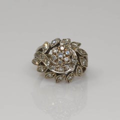 14K White Gold Diamond Cluster Ring 0.80ct