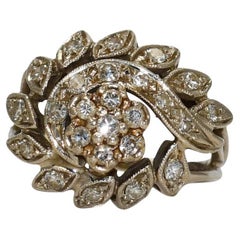 14K White Gold Diamond Cluster Ring 0.80ct