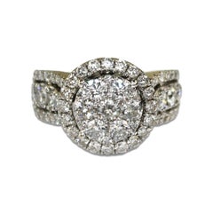 Anillo en racimo de diamantes de oro blanco de 14 quilates 1,50 ct