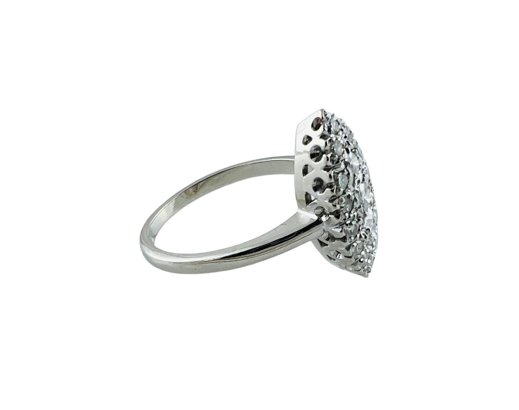 Brilliant Cut 14K White Gold Diamond Cluster Ring Size 7.5 #16542 For Sale