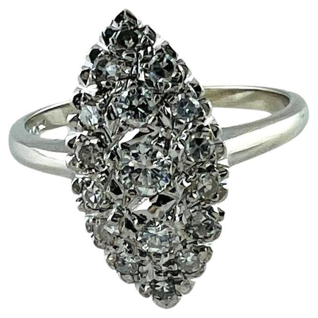14K White Gold Diamond Cluster Ring Size 7.5 #16542 For Sale