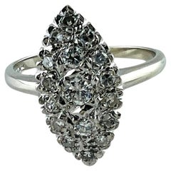 Vintage 14K White Gold Diamond Cluster Ring Size 7.5 #16542