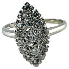 Anello con cluster di diamanti in oro bianco 14K misura 7,5 #16542