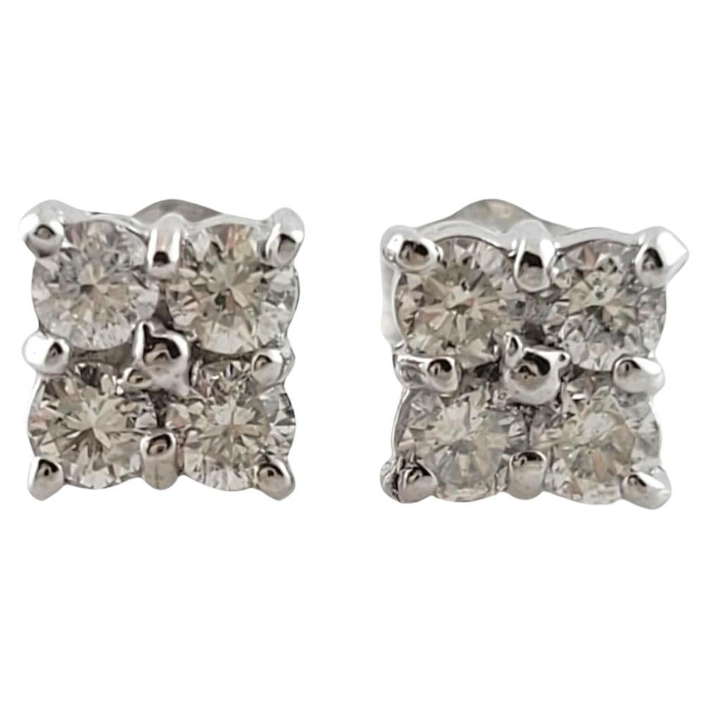 14K White Gold Diamond Cluster Stud Earrings #18083
