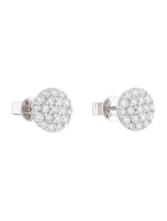 14K White Gold Diamond Cluster Stud Earrings for Her