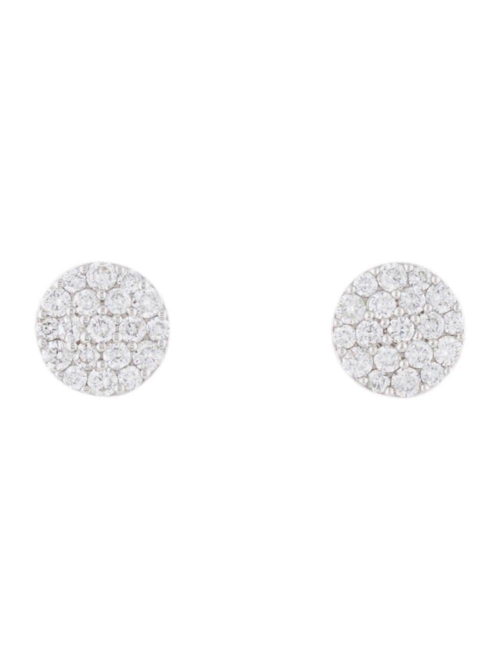 Contemporary 14K White Gold Diamond Cluster Stud Earrings for Her For Sale