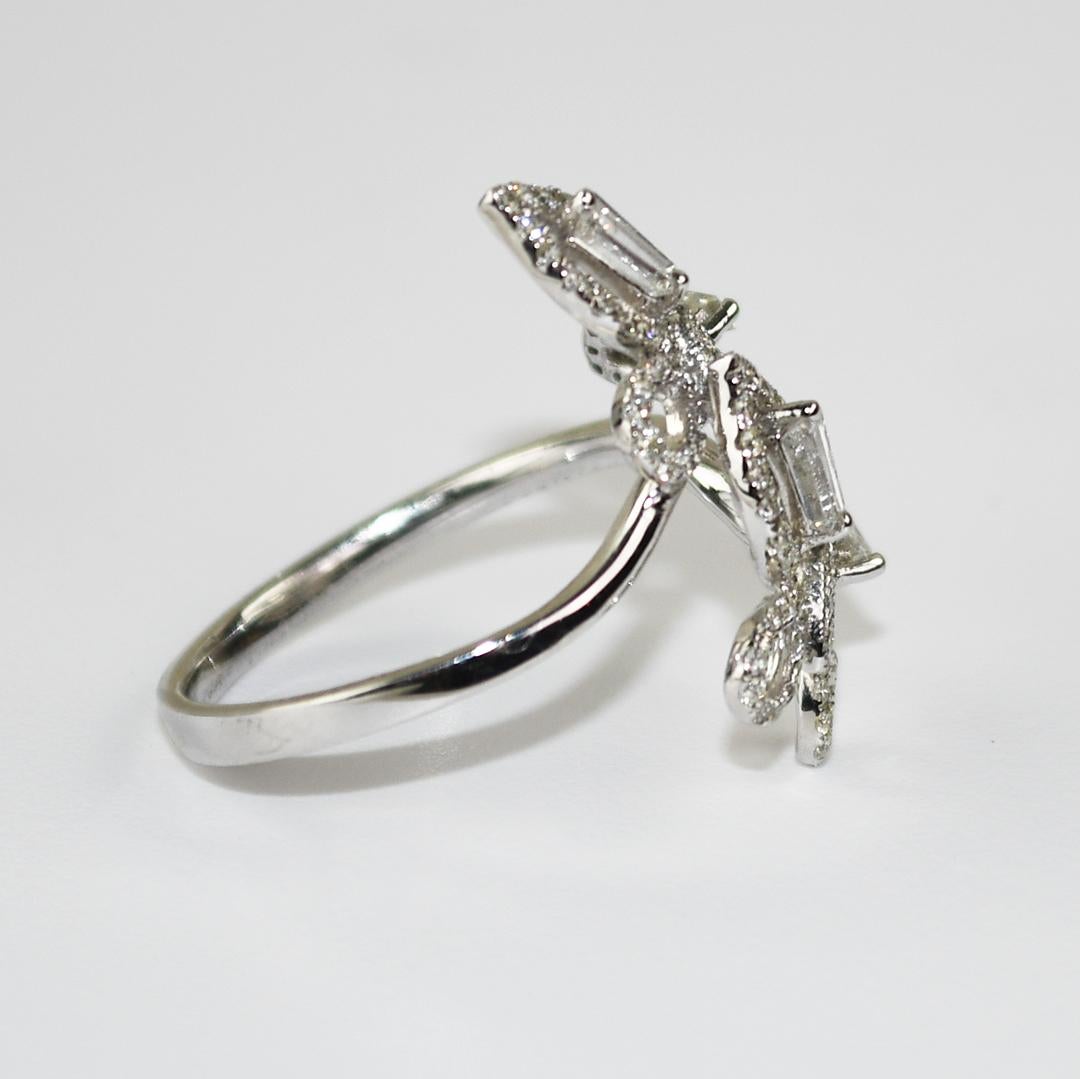 14K Weißgold Diamant-Cocktailring 0,50ct (Baguetteschliff) im Angebot