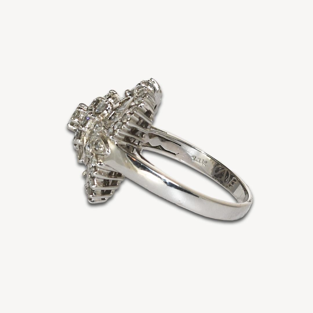 Women's or Men's 14K White Gold Diamond Cocktail Ring 1.00ct For Sale