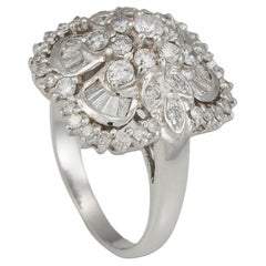 Bague cocktail en or blanc 14 carats avec diamants 1,00 carat