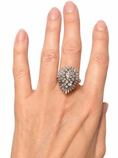 Art Deco 14k White Gold Diamond 1.25cttw Cocktail Ring