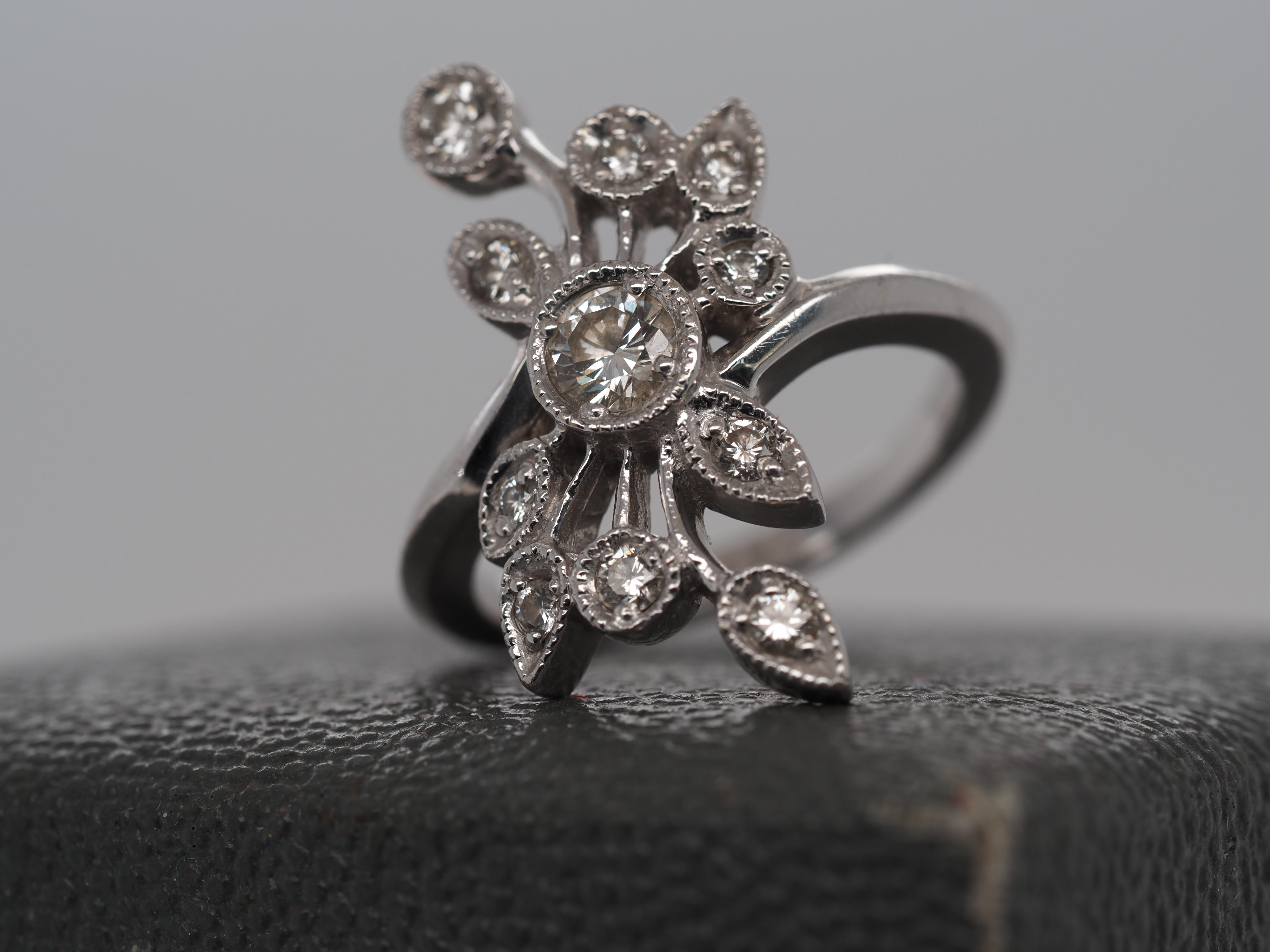 Item Details:
Ring Size: 5.25
Metal Type: 14k White Gold [Hallmarked, and Tested]
Weight: 5.8 grams
Diamond Details: .55ct total weight, G-H Color, VS Clarity, Round Brilliant (Natural)
Band Width: 1.8 mm
Condition: Excellent
