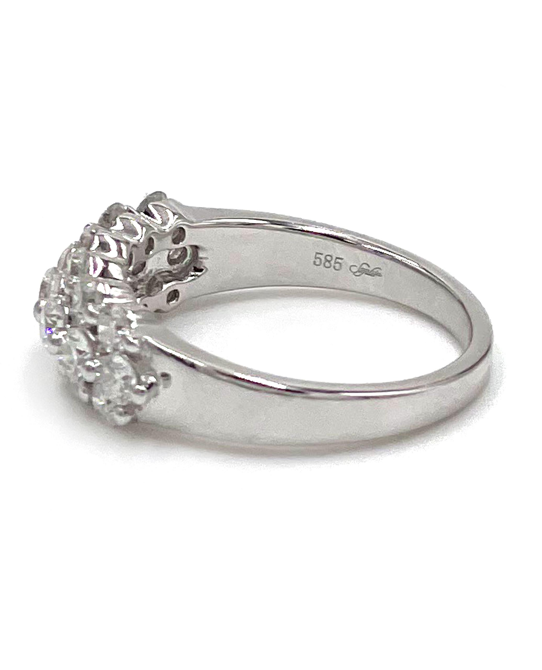 Contemporary 14K White Gold Diamond Cocktail Ring For Sale