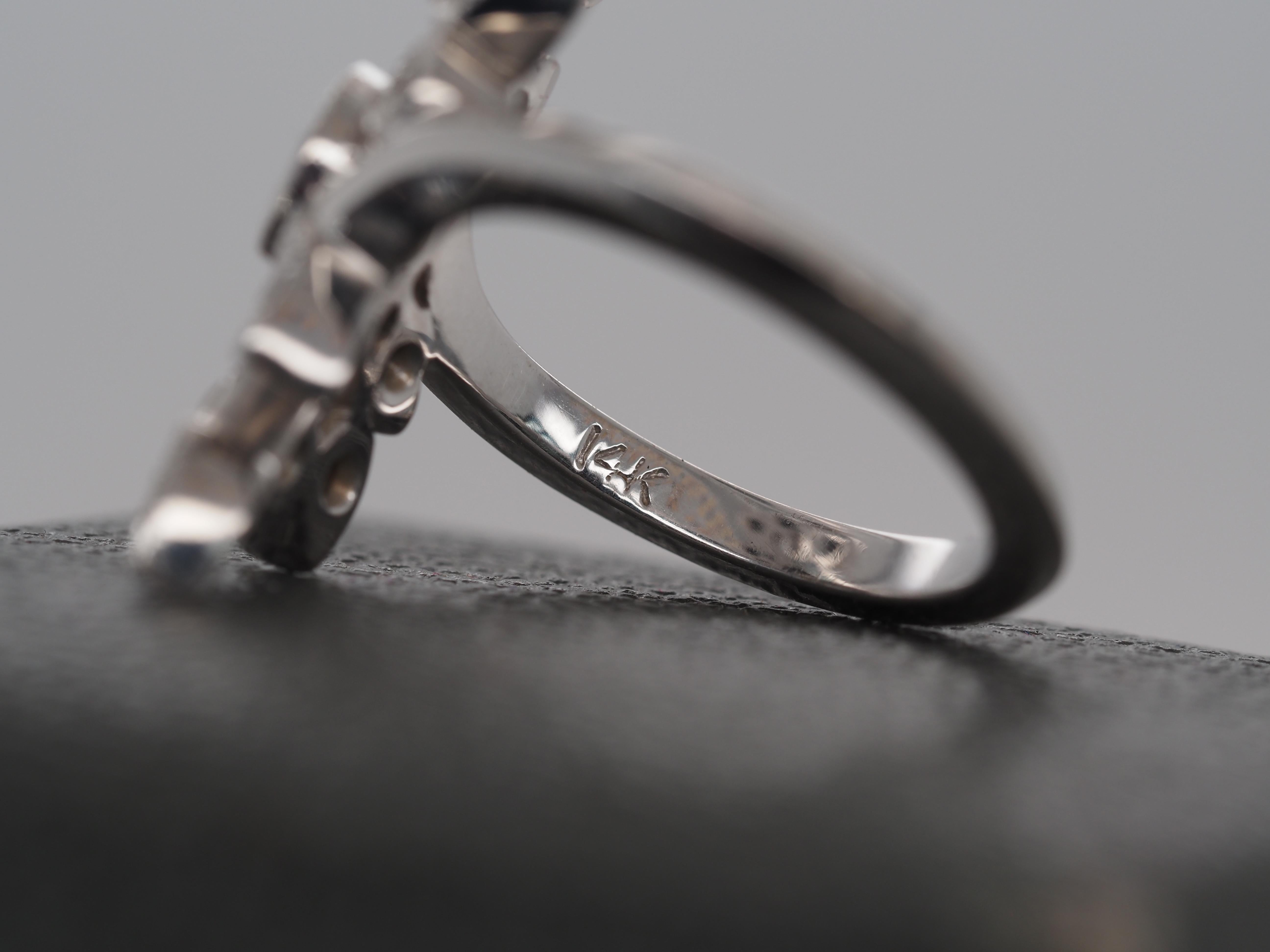 Contemporary 14k White Gold Diamond Cocktail Ring For Sale