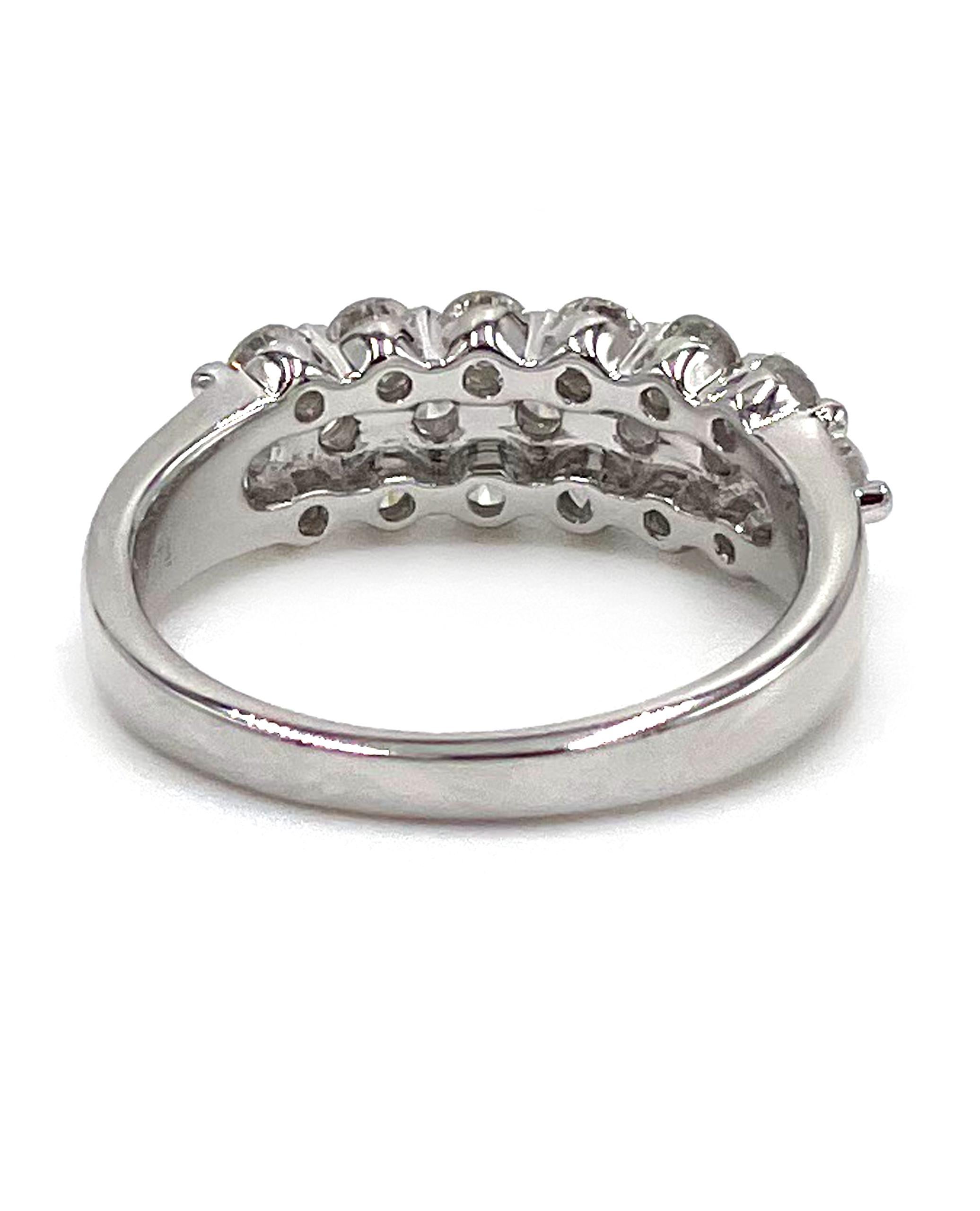 Round Cut 14K White Gold Diamond Cocktail Ring For Sale