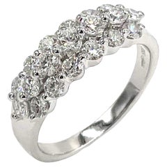 Three Row 14K White Gold Diamond Cocktail Ring