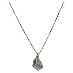14K White Gold Diamond Conch Pendant Necklace