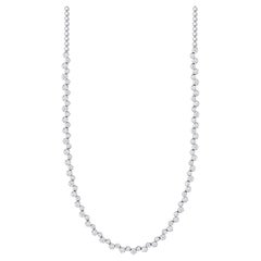 14k White Gold Diamond Round  Brilliant  Alternating Tennis Necklace