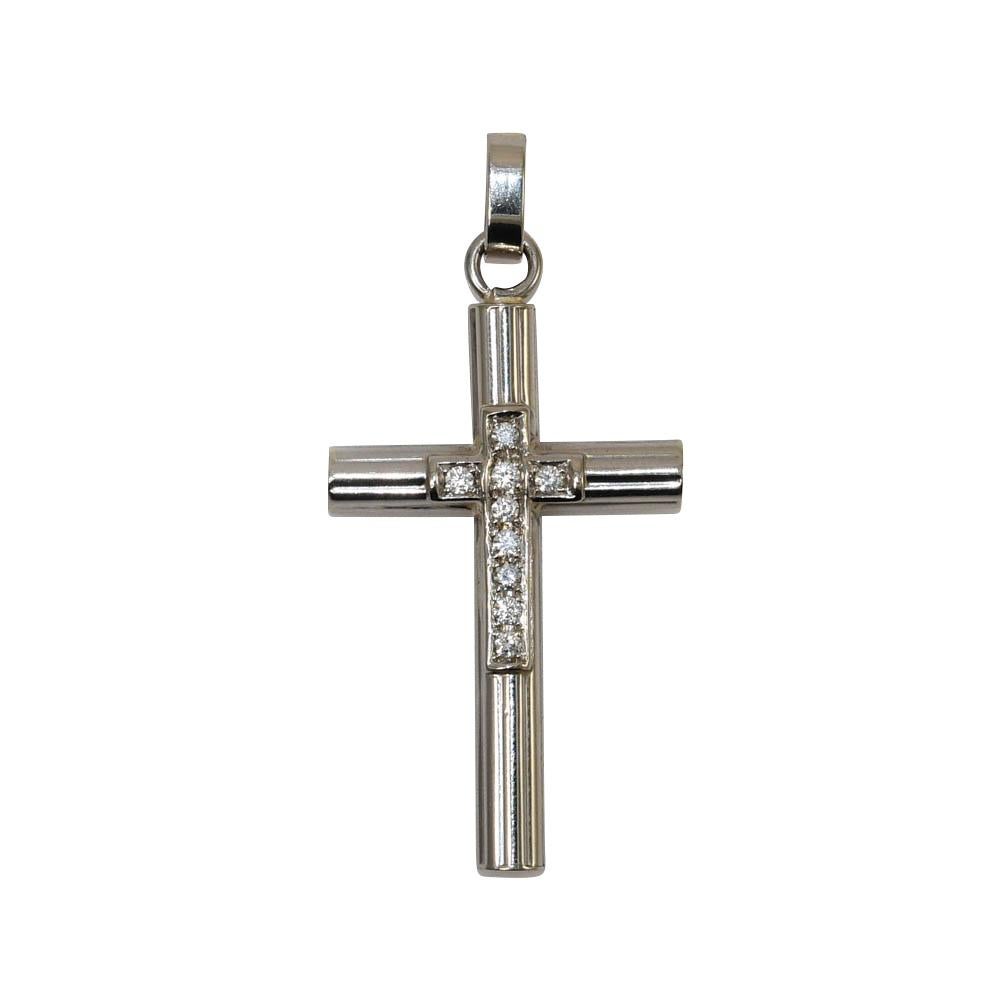 Croix en or blanc 14K avec diamant 0.25ct en vente
