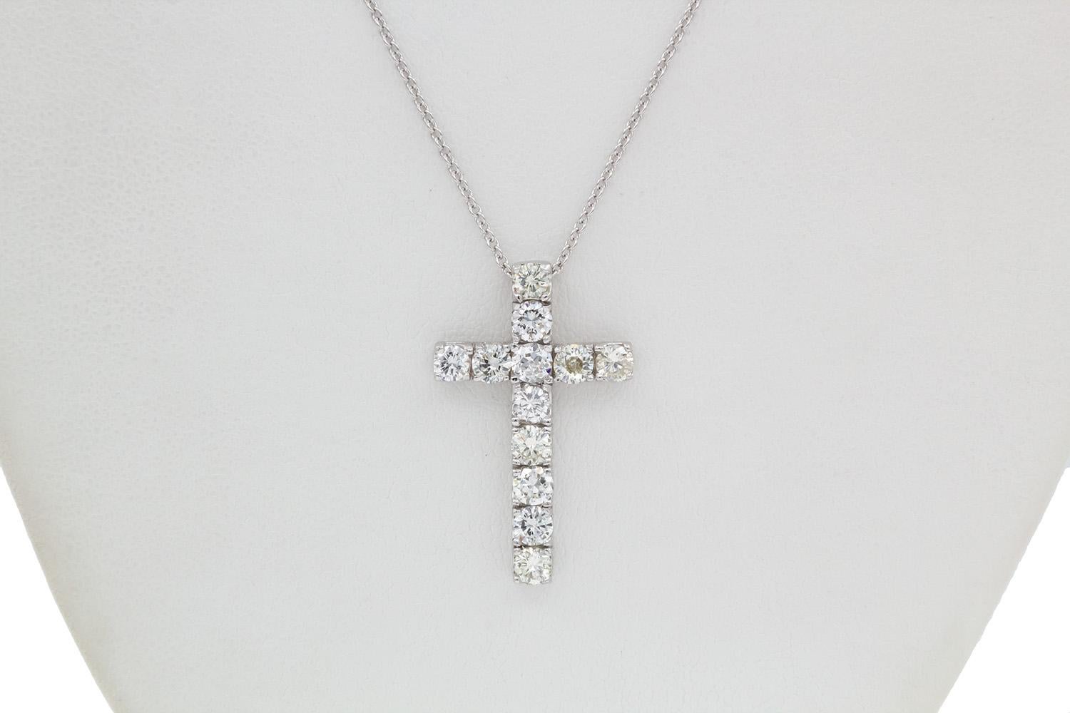 14k White Gold & Diamond Cross Crucifix Pendant Necklace 2.00ctw 4