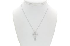 14k White Gold & Diamond Cross Crucifix Pendant Necklace 2.00ctw