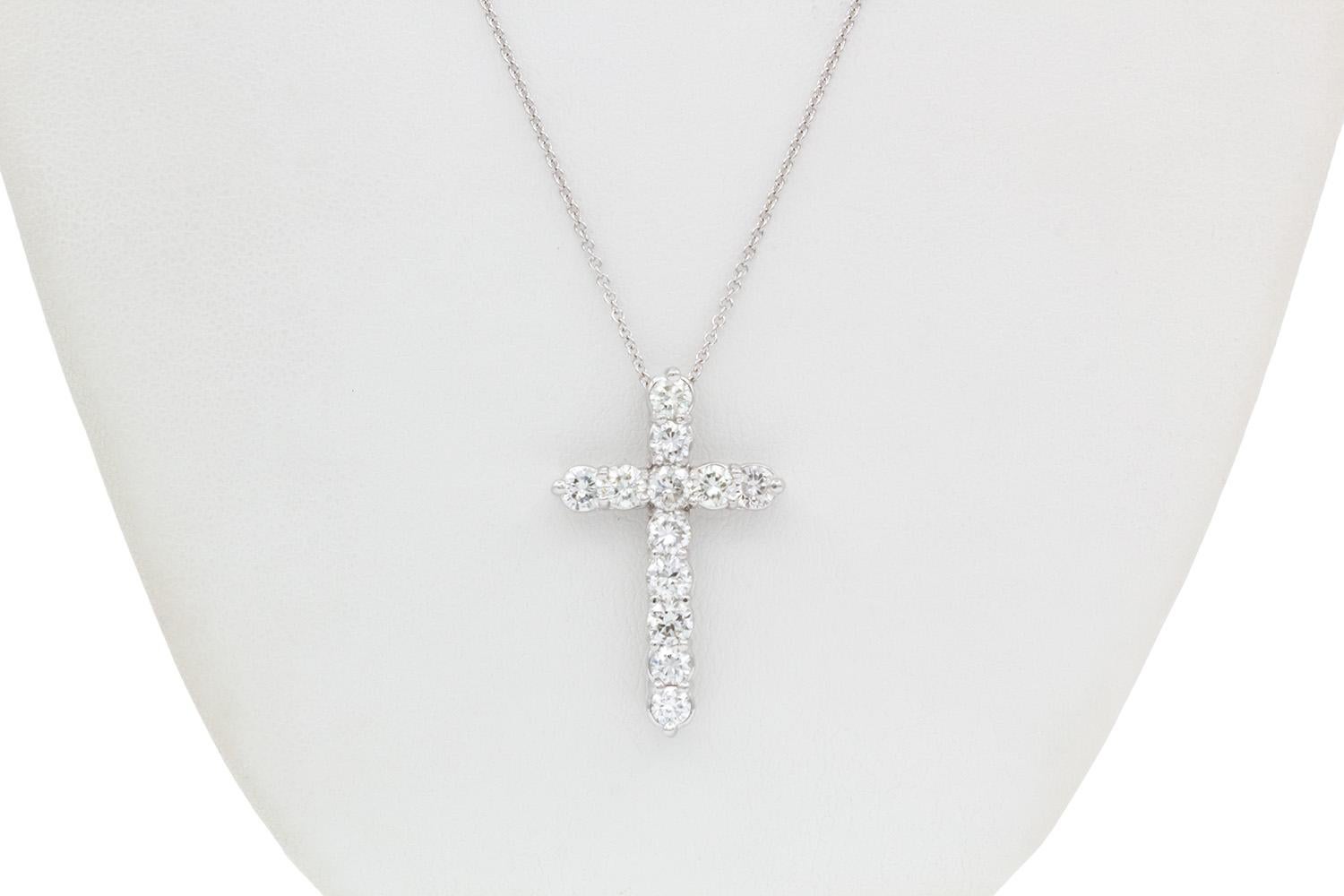 Women's or Men's 14k White Gold & Diamond Cross Crucifix Pendant Necklace 2.50ctw