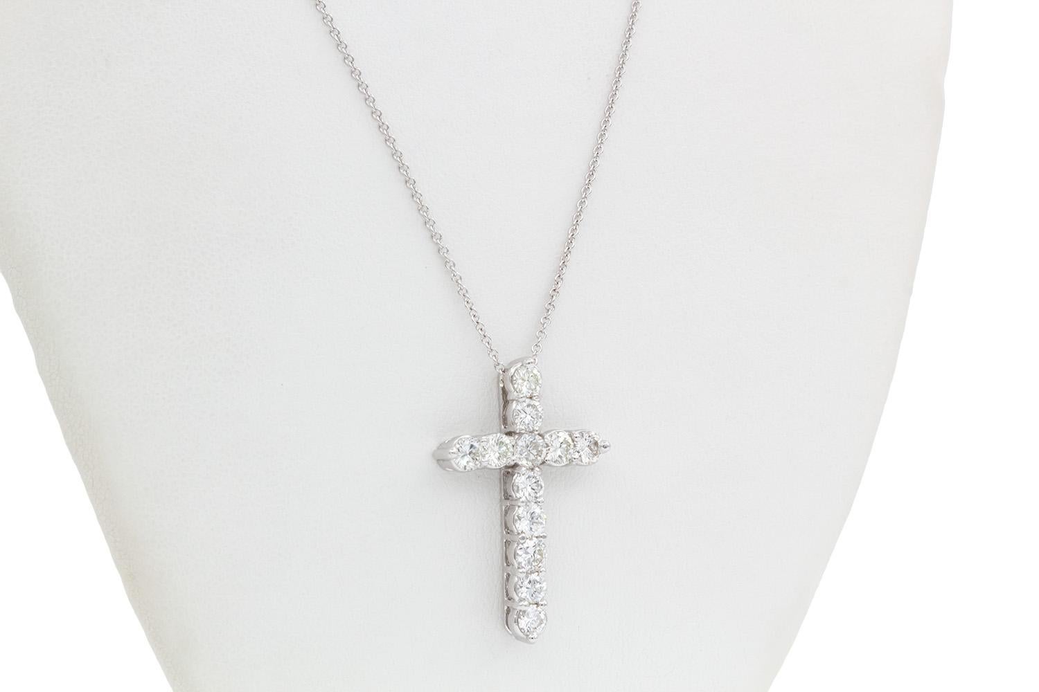 14k White Gold & Diamond Cross Crucifix Pendant Necklace 2.50ctw 1