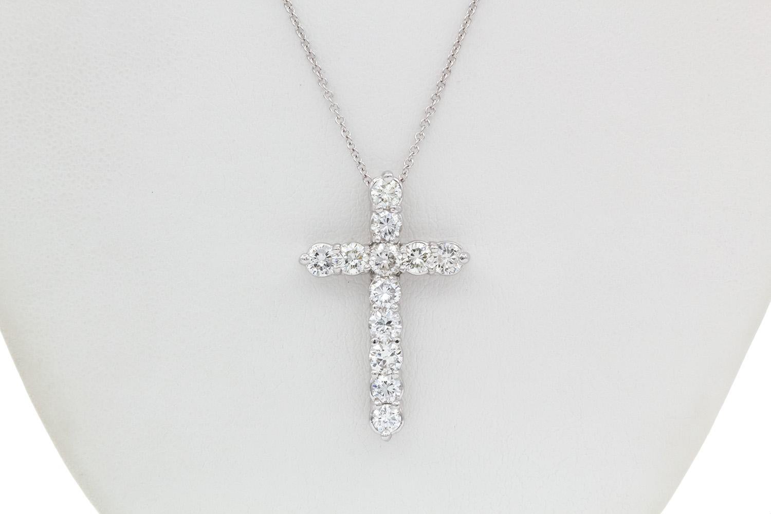 14k White Gold & Diamond Cross Crucifix Pendant Necklace 2.50ctw 2