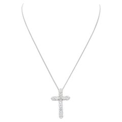 14k White Gold 
Diamond Cross Crucifix Pendant Necklace 2.50ctw