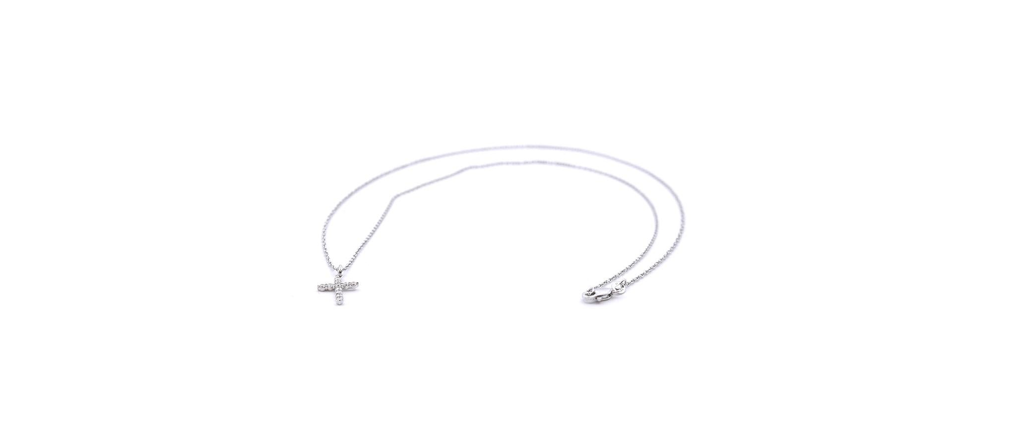 14 Karat Gold Diamond Cross Necklace Material, 14 Karat Gold Diamond 12 Round In Excellent Condition In Scottsdale, AZ