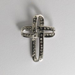 14K White Gold Diamond Cross Pendant 0.25ct