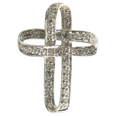 Colgante Cruz Diamante Oro Blanco 14K 0,25ct
