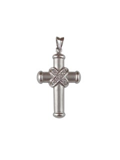 14K White Gold Diamond Cross Pendant #23653