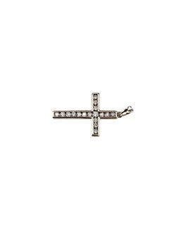 14K White Gold Diamond Cross Pendant #25118