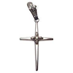 14K White Gold Diamond Cross Pendant #25707