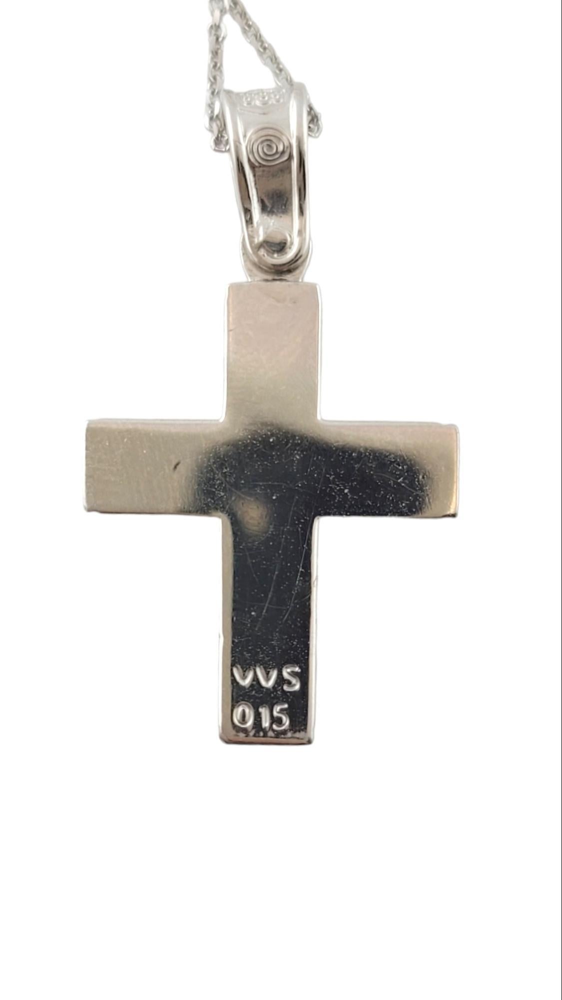 Women's 14K White Gold Diamond Cross Pendant Necklace #15893 For Sale