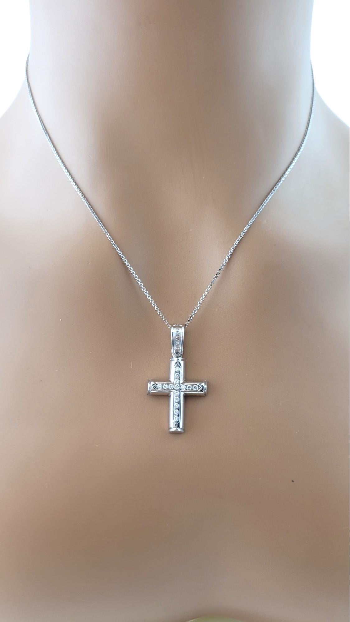 14K White Gold Diamond Cross Pendant Necklace #15893 For Sale 2