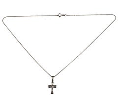 14K White Gold Diamond Cross Pendant Necklace #23302