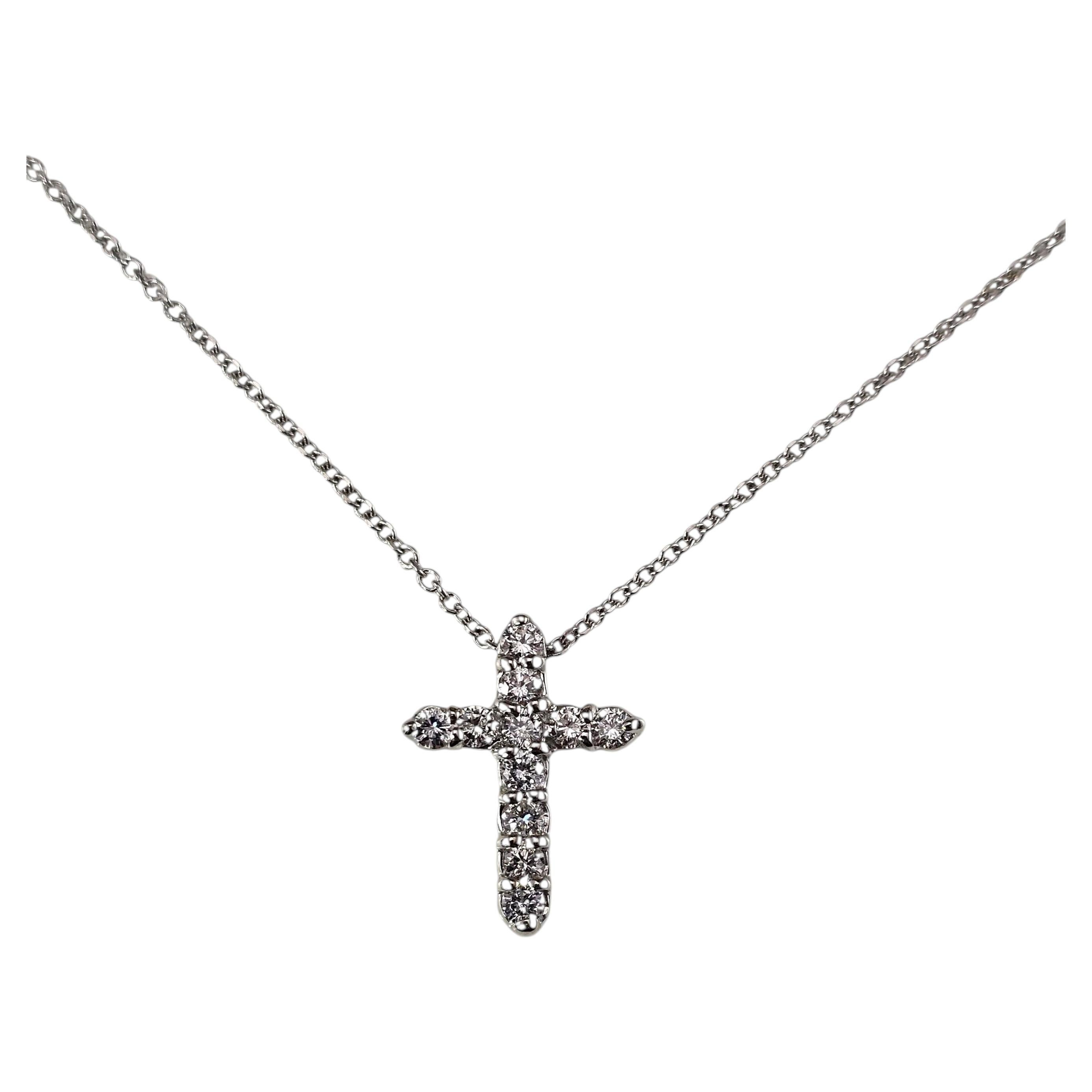 Collar Cruz Diamante Oro Blanco 14K #24412