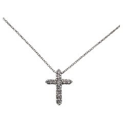 14K White Gold Diamond Cross Pendant Necklace #24412