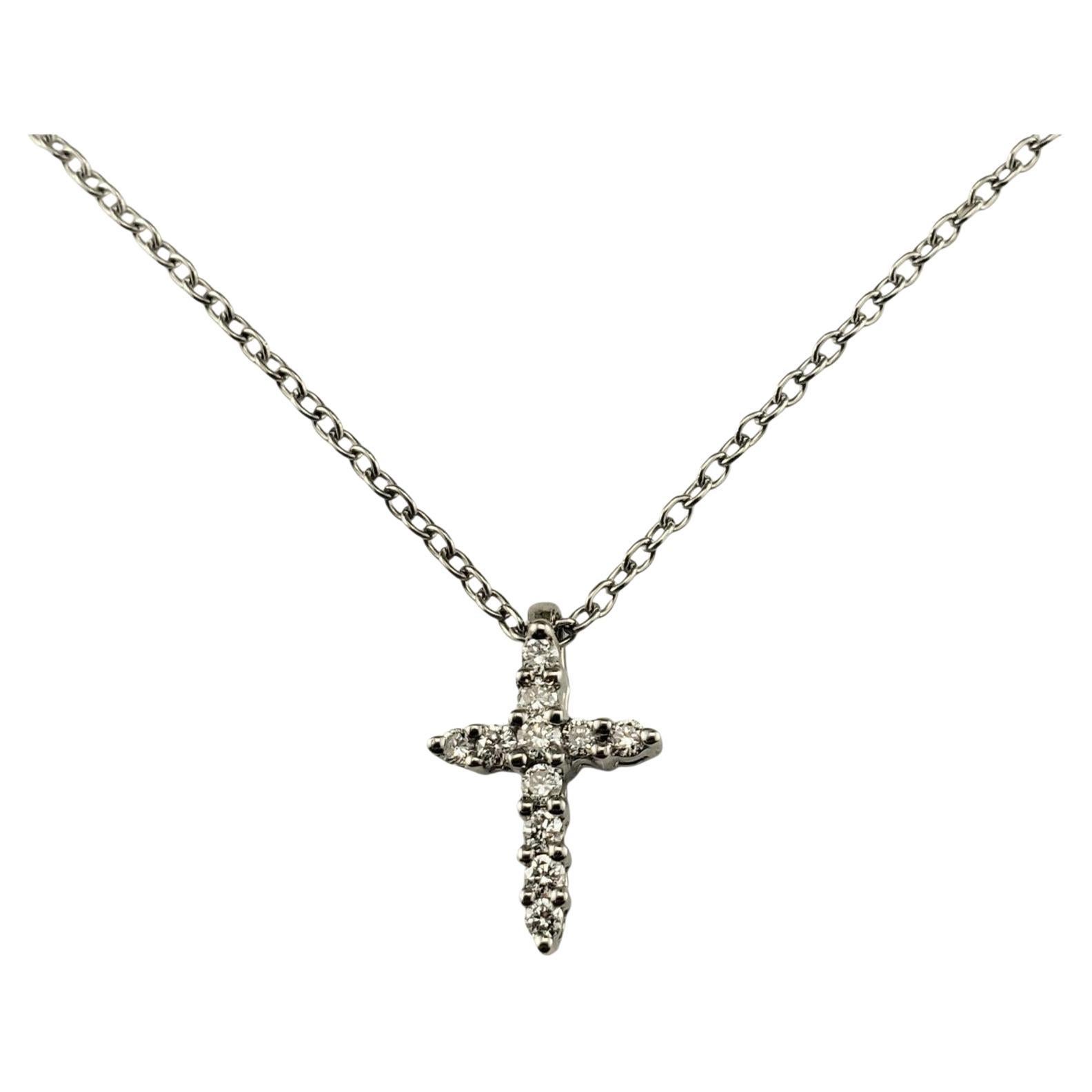 14K White Gold Diamond Cross Pendant Necklace #24436 For Sale