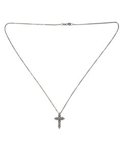 14K White Gold Diamond Cross Pendant Necklace #24829