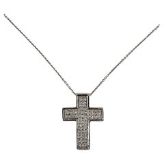 Collar Colgante Cruz Diamante Oro Blanco 14K #24905