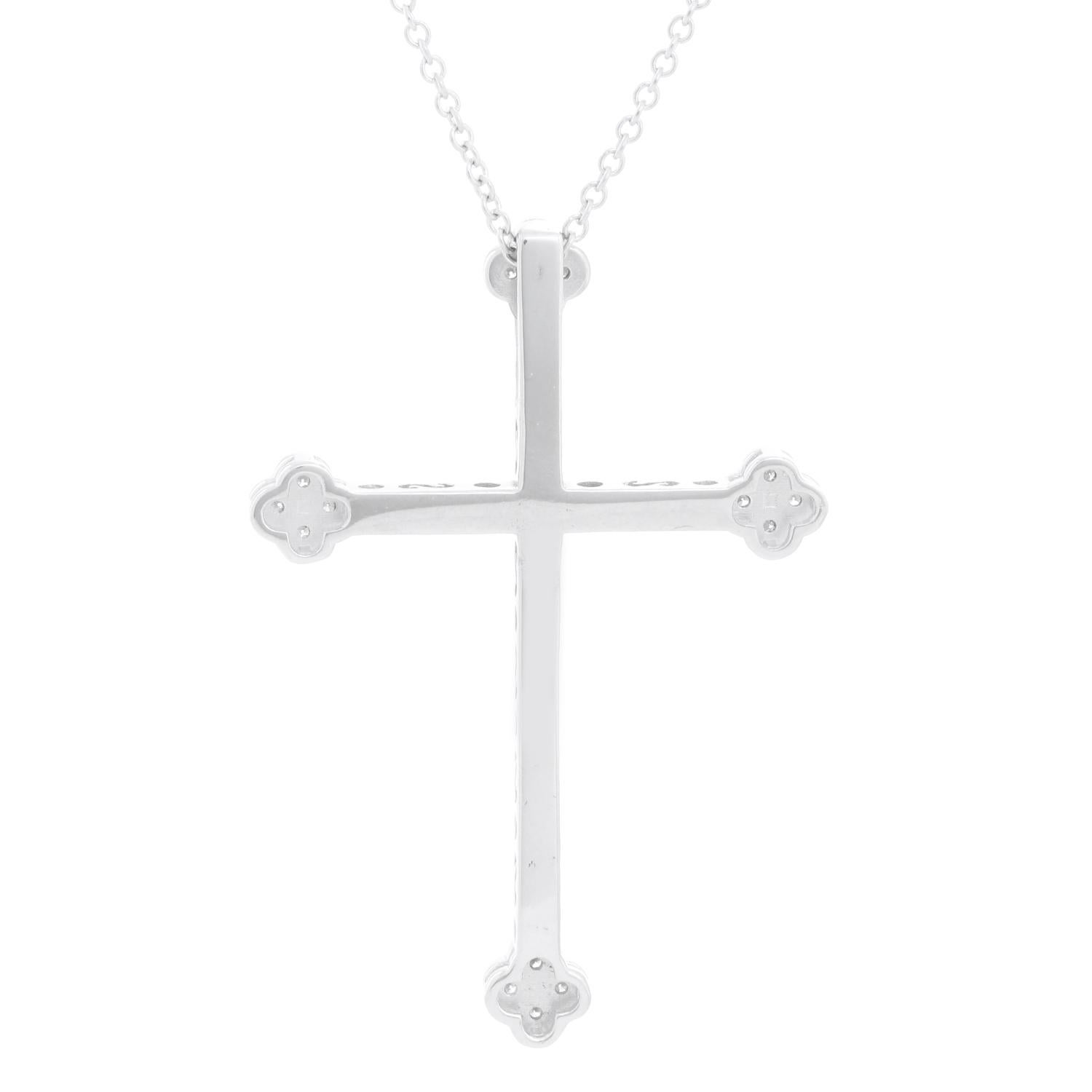 14K White Gold  Diamond Cross with Chain 1