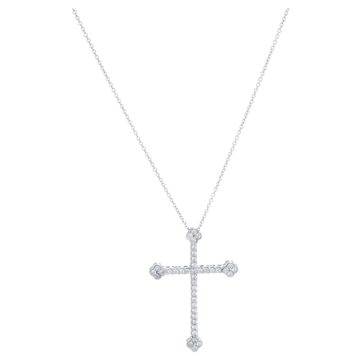 Platinum Diamond Cross with White Gold Chain For Sale at 1stDibs