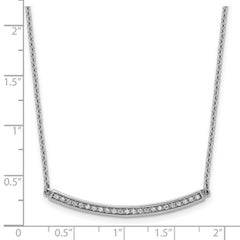 14K White Gold Diamond Curve Bar 16in With 2in Ext Necklace
