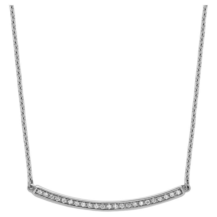 Collier à barres courbes de 16 pouces avec 2 pouces extrêmes en or blanc 14 carats en vente