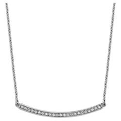 14K White Gold Diamond Curve Bar 16in With 2in Ext Necklace